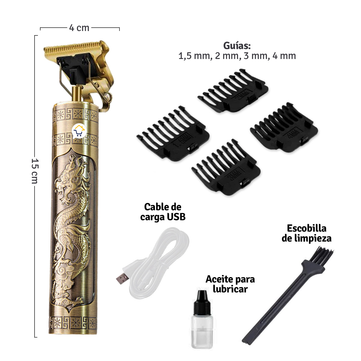 Miniatura 3 de Maquina Motilar Patillera Buda Dorada T9